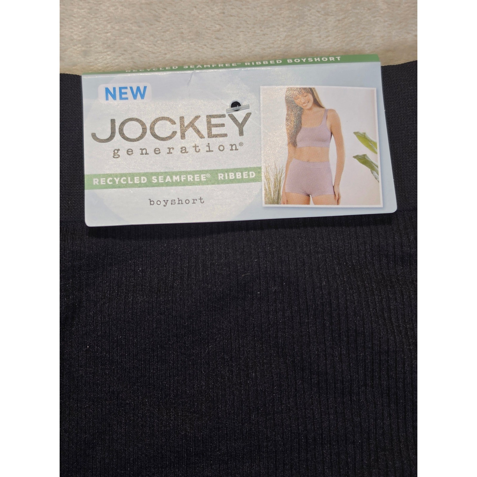 Jockey Generation Black Recycled Seamfree Ribbed Boyshort Underwear Size Medium