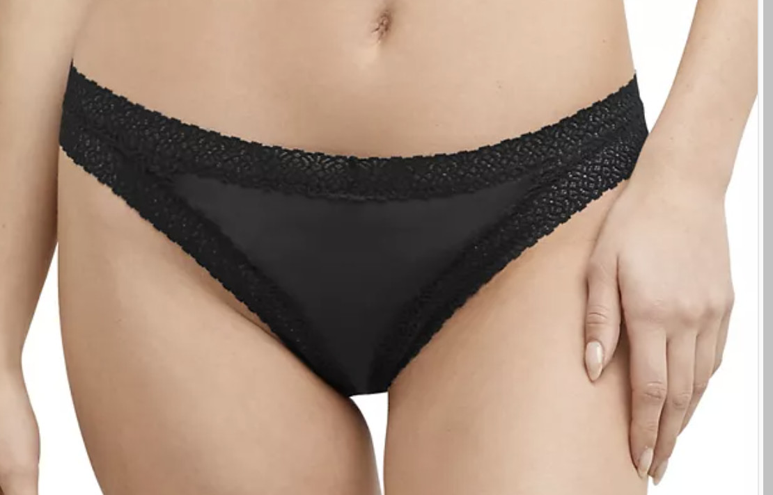 MAIDENFORM M Super Soft Lace Trim V Back Black Thong Panty Womens Sz S M L XL