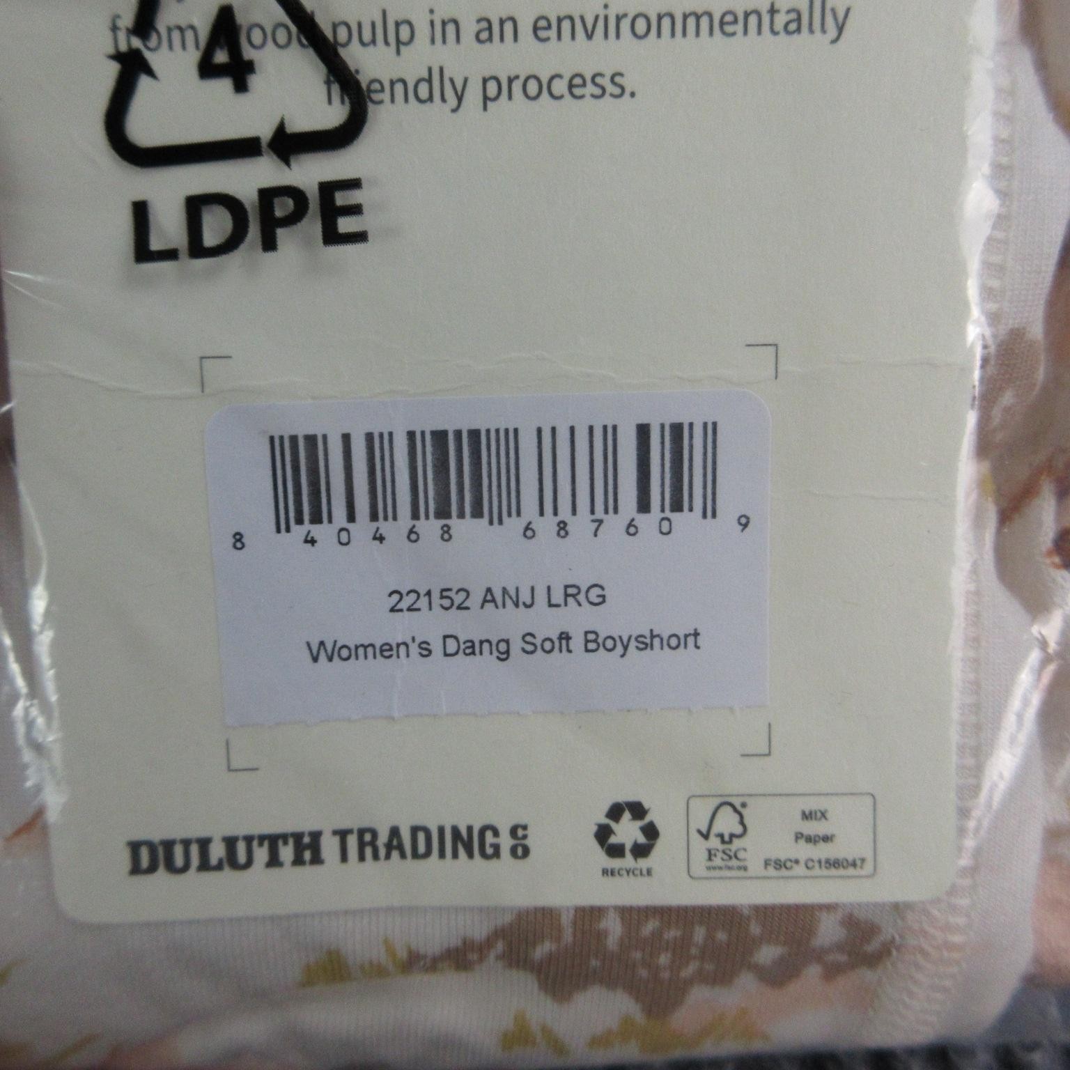 Duluth Trading Panties Womens L Off-White Animal Print Brief Boyshort NWT