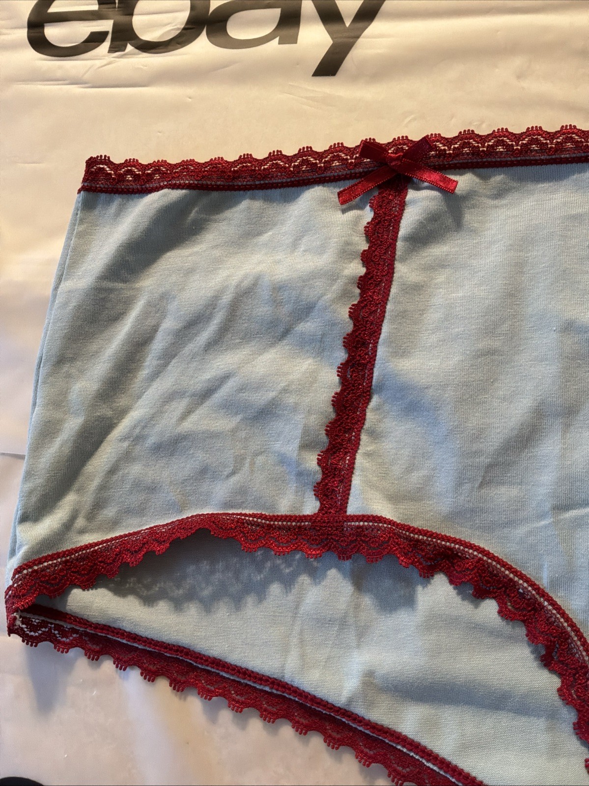 NWT Splendies Sz 1XL Blue Cotton W/ Red Bows-Ribbon Hipster Panty