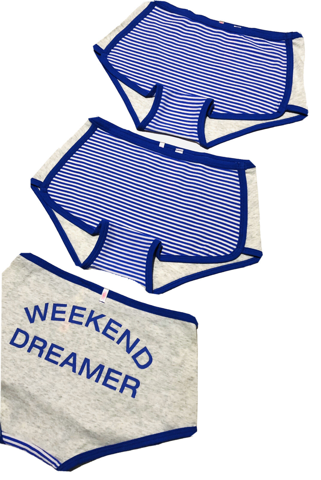 Pink Victoria Secret Boy short Boxer Weekend Dreamer In Lilac & grey 3 x Pack