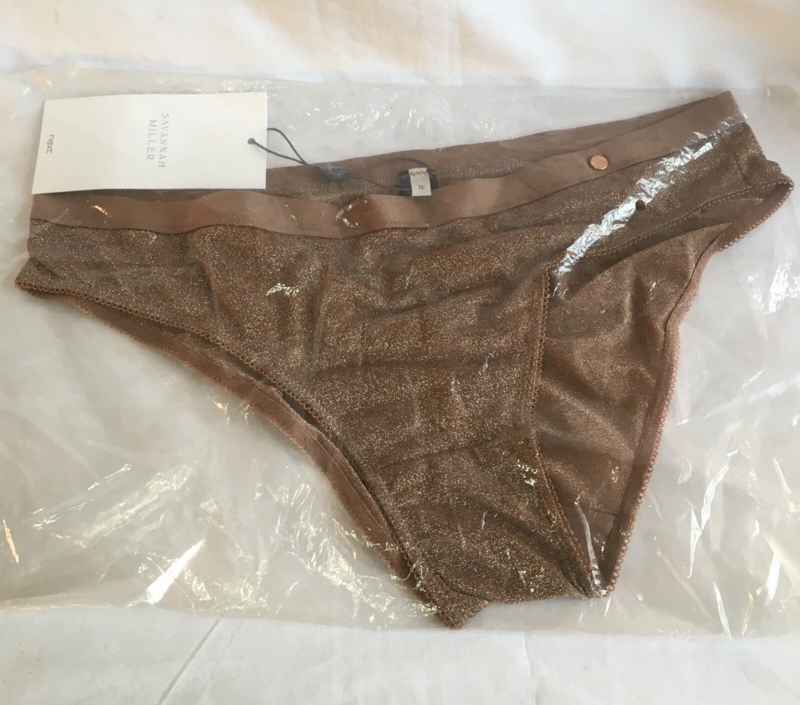 NEXT Savannah Miller x Next Bronze Sparkle Brazillian Briefs/ knickers- size 16