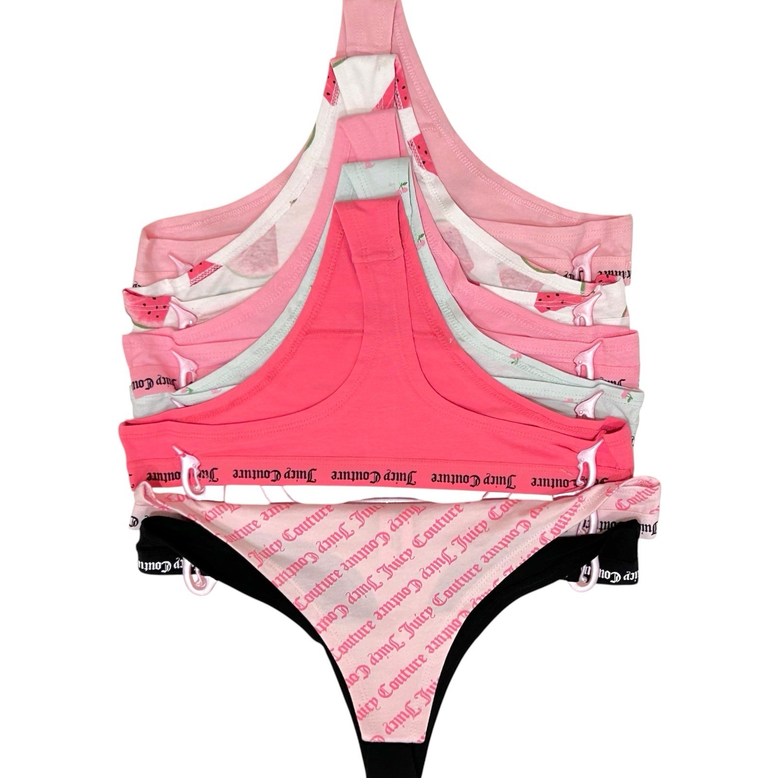 NWT Juicy Couture 7-Pack Thong Panties MED Watermelon Cherries Cotton Spandex