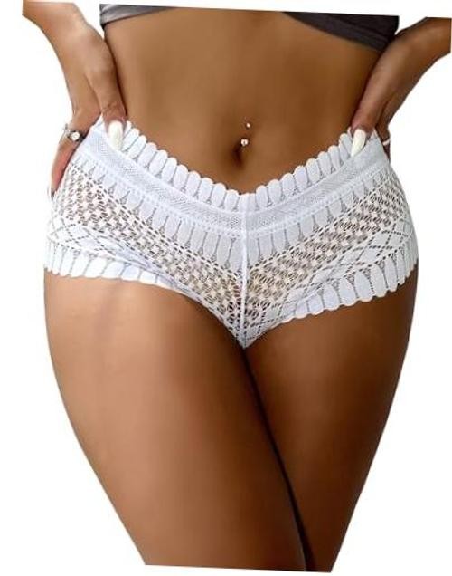 Cheeky Underwear for Women Plus Size Sexy Panties 3X-Large-4X-Large 1- White