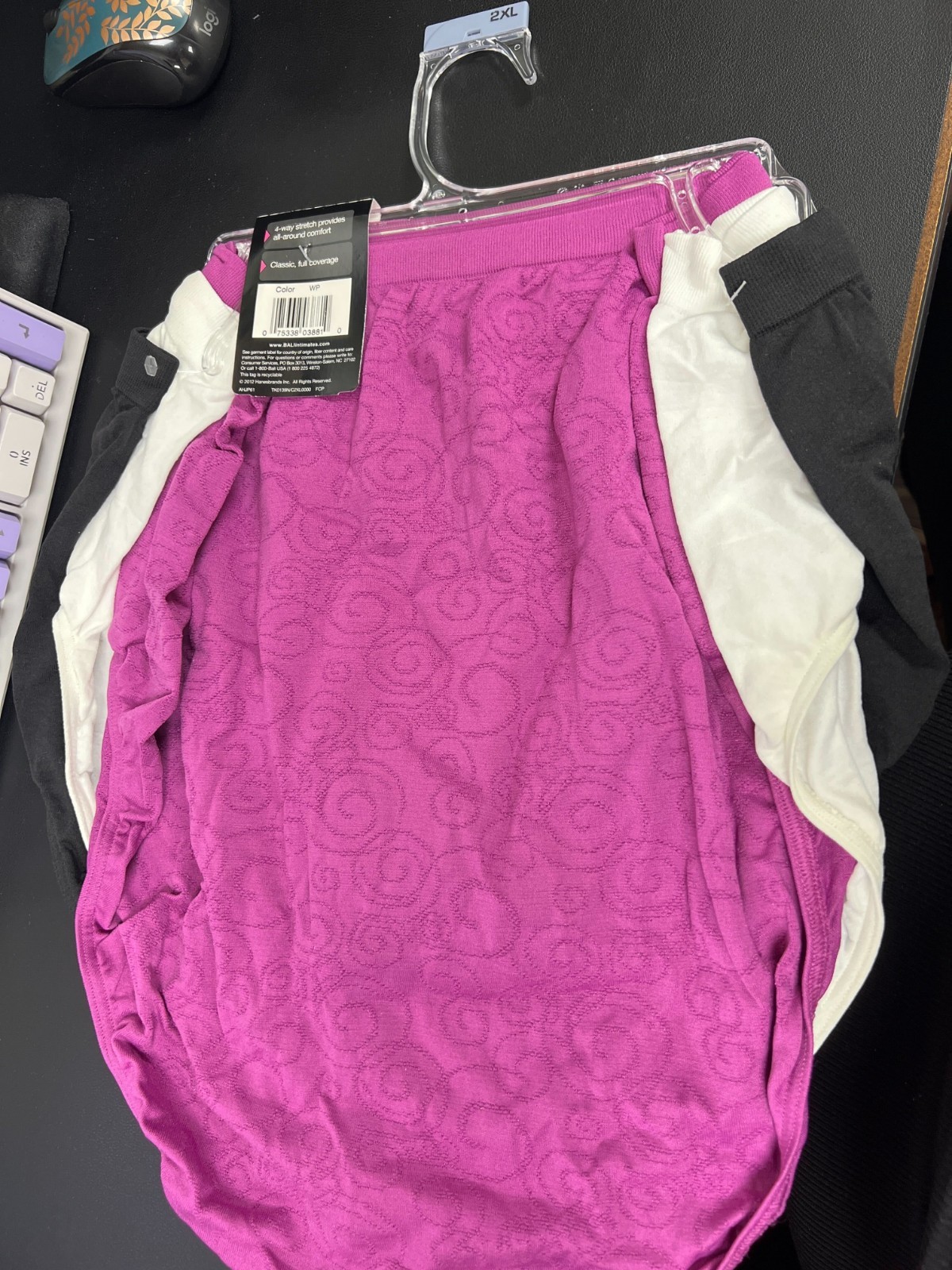 Beauty by Bali Women’s Briefs BT40WP 3-Pack (Black/Plum/White) – 2XL