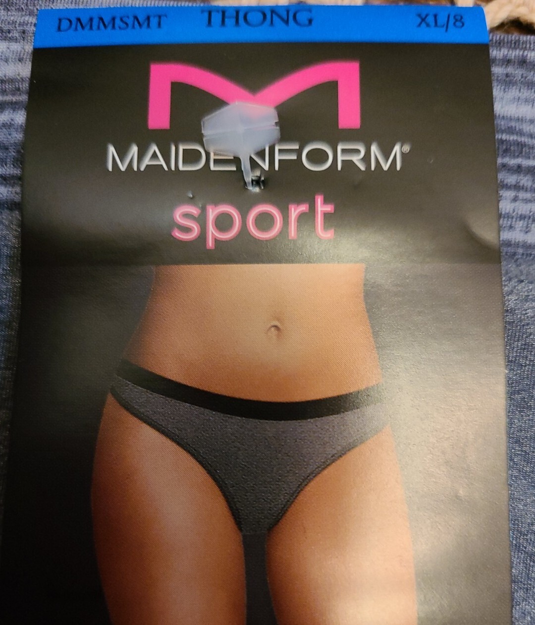 XL/8 Maidenform Logo SPORT Thong Panty Charcoal Heather DMMSMT – NWT