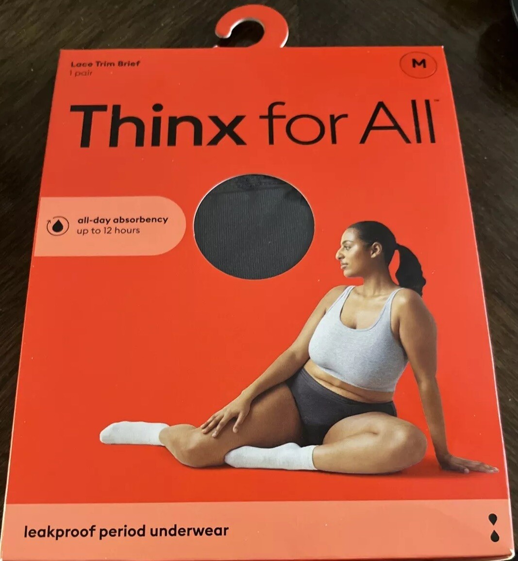 New Thinx for All All Day Absorbency Leakproof Period Underwear Lace Trim Size M