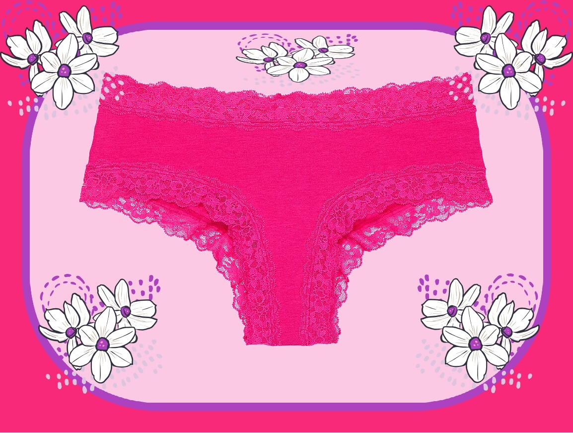 XL Hot Bright Pink Victoria’s Secret Stretch Cotton Lace-Waist &Leg Cheeky Panty