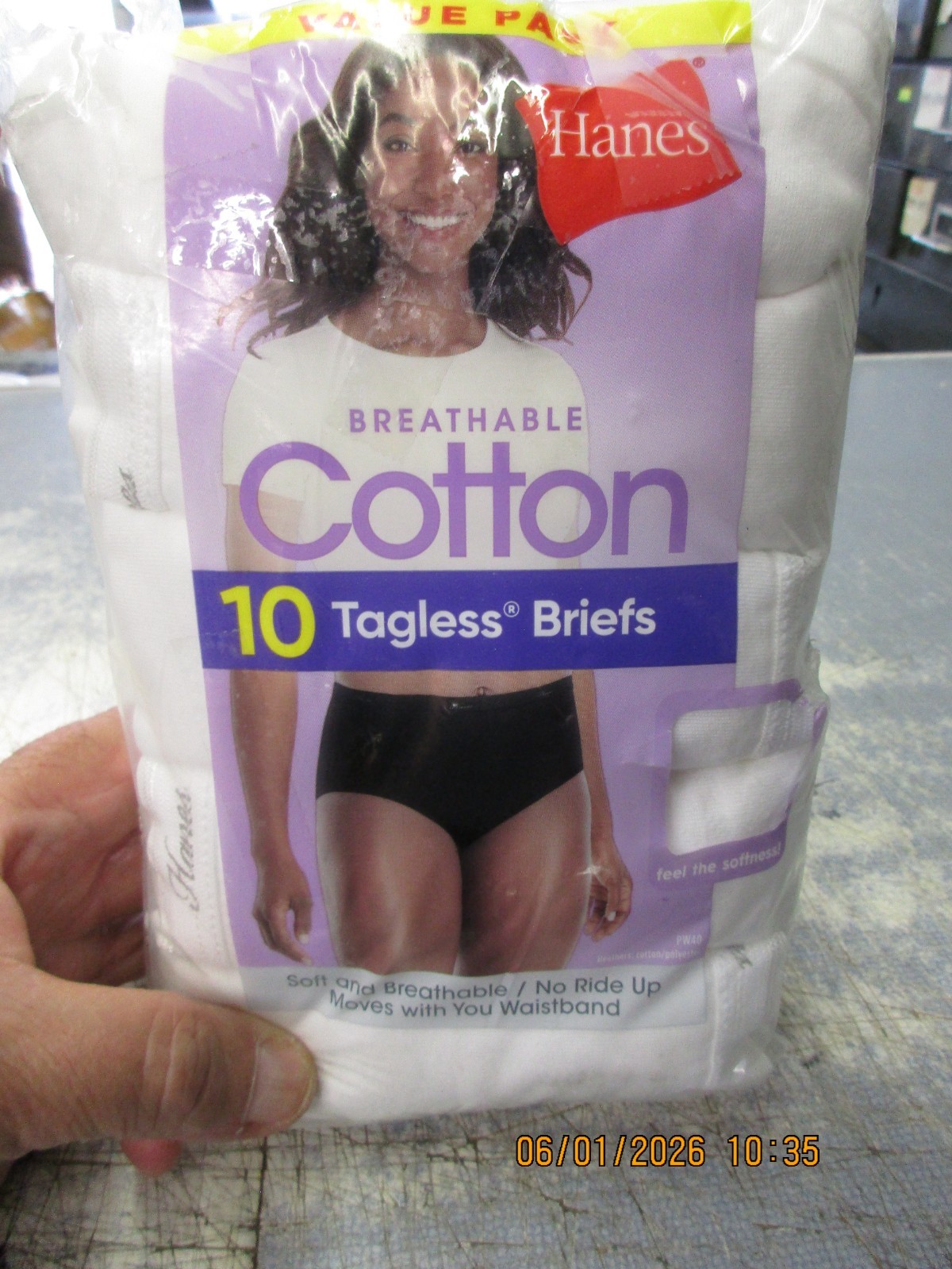 Hanes 10 Pack Cotton Tagless Briefs Underwear Panties Size 7 Large NWT FREE Ship