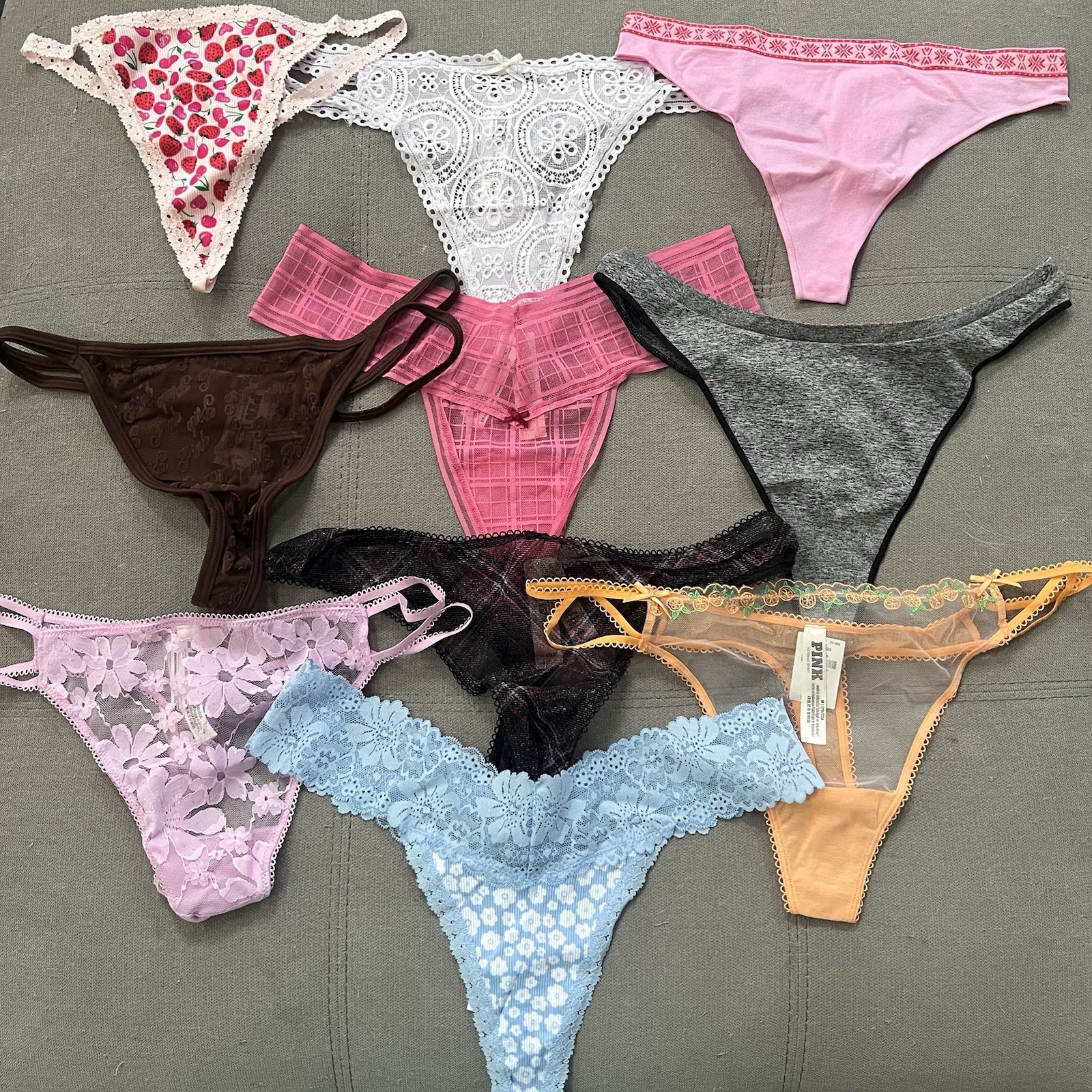 Bundle of 10 Victoria’s Secret Size M Medium Thongs Panty Underwear Panties New