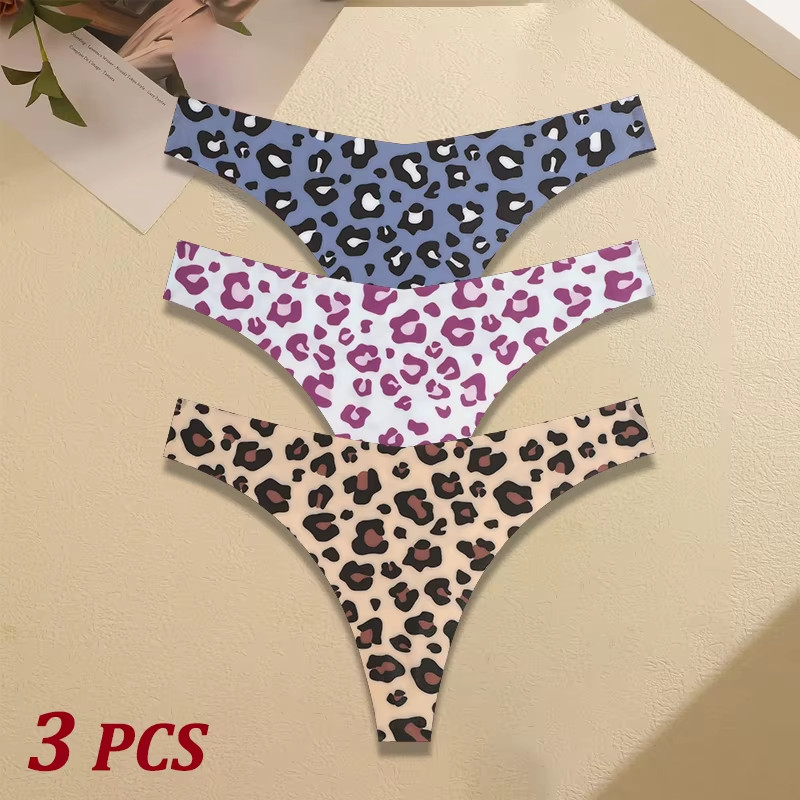 3Pcs Ultra-Thin Seamless G-String Women Thongs Sexy Sweet Fruit Low-Waist Pantie