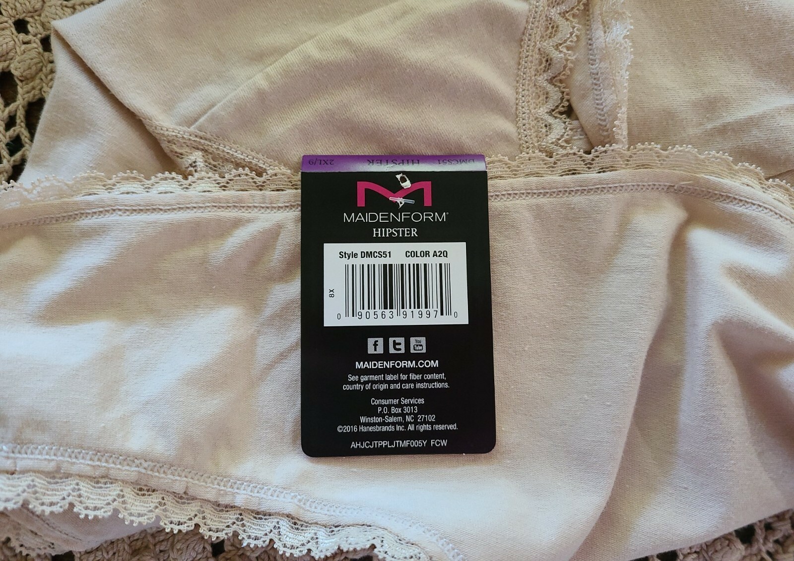 2XL/9 MAIDENFORM SeXy Comfy COTTON BLEND With Lace HIPSTER Panty DMCS51 ~NWT