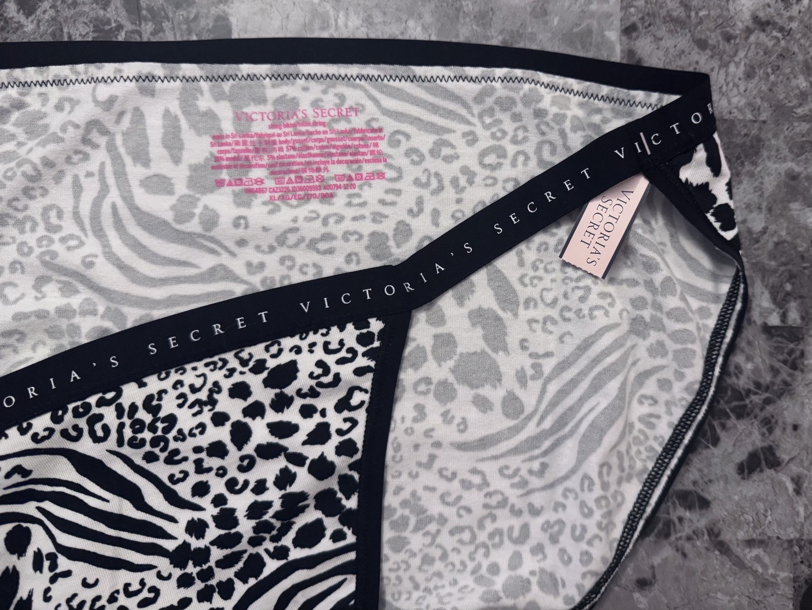 VICTORIA’S SECRET XL LEOPARD ZEBRA LIGHTWEIGHT BAND RARE STRING BIKINI PANTIES