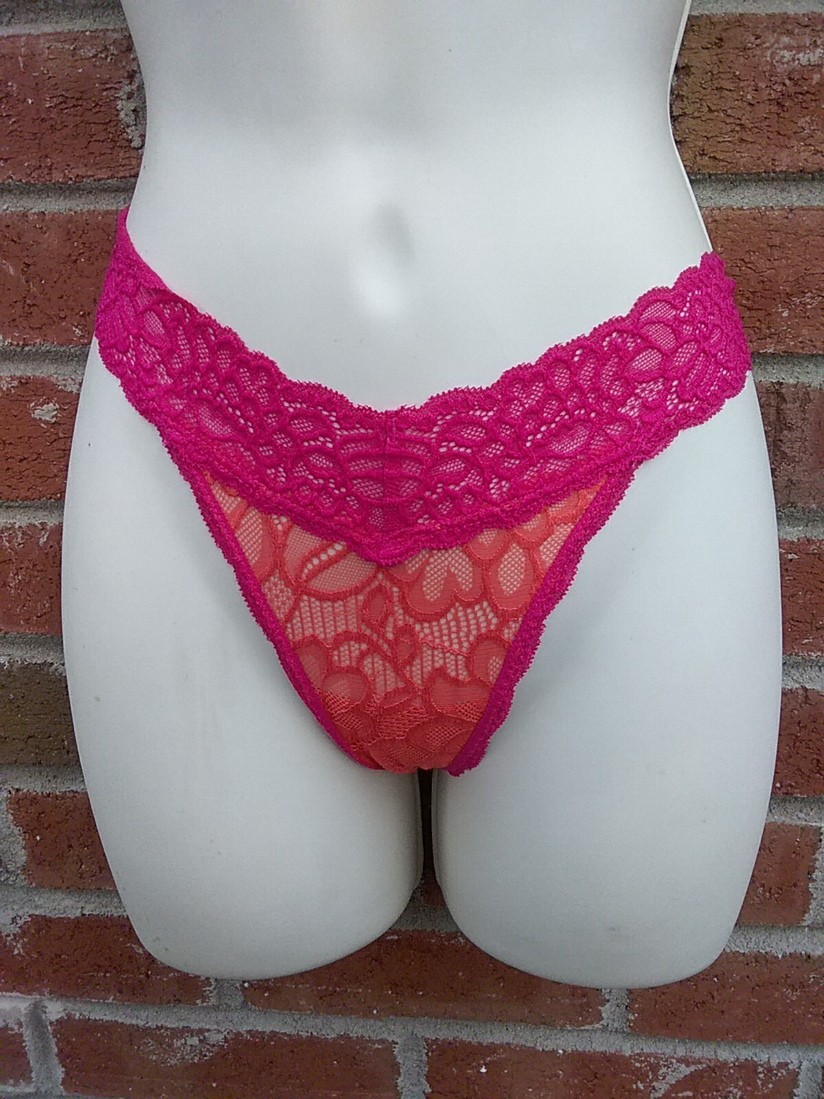 Vtg 90’s Pink & Peach Lace Thong Panties “NEW” FAMOUS MAKER No Tags 3pr XL *READ