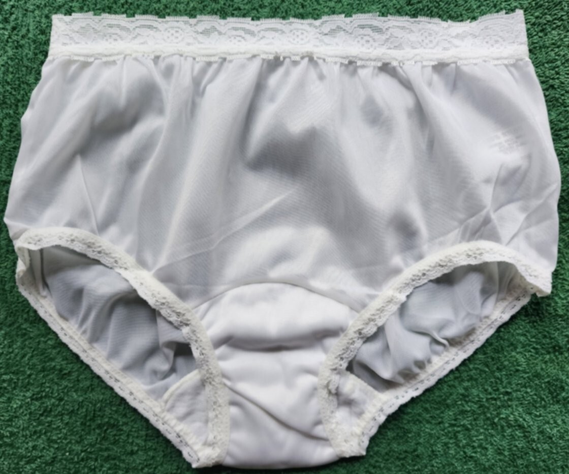 3 Pair WHITE Lace Elastic 100% Nylon Panties Adult Size 4 Panty US Made
