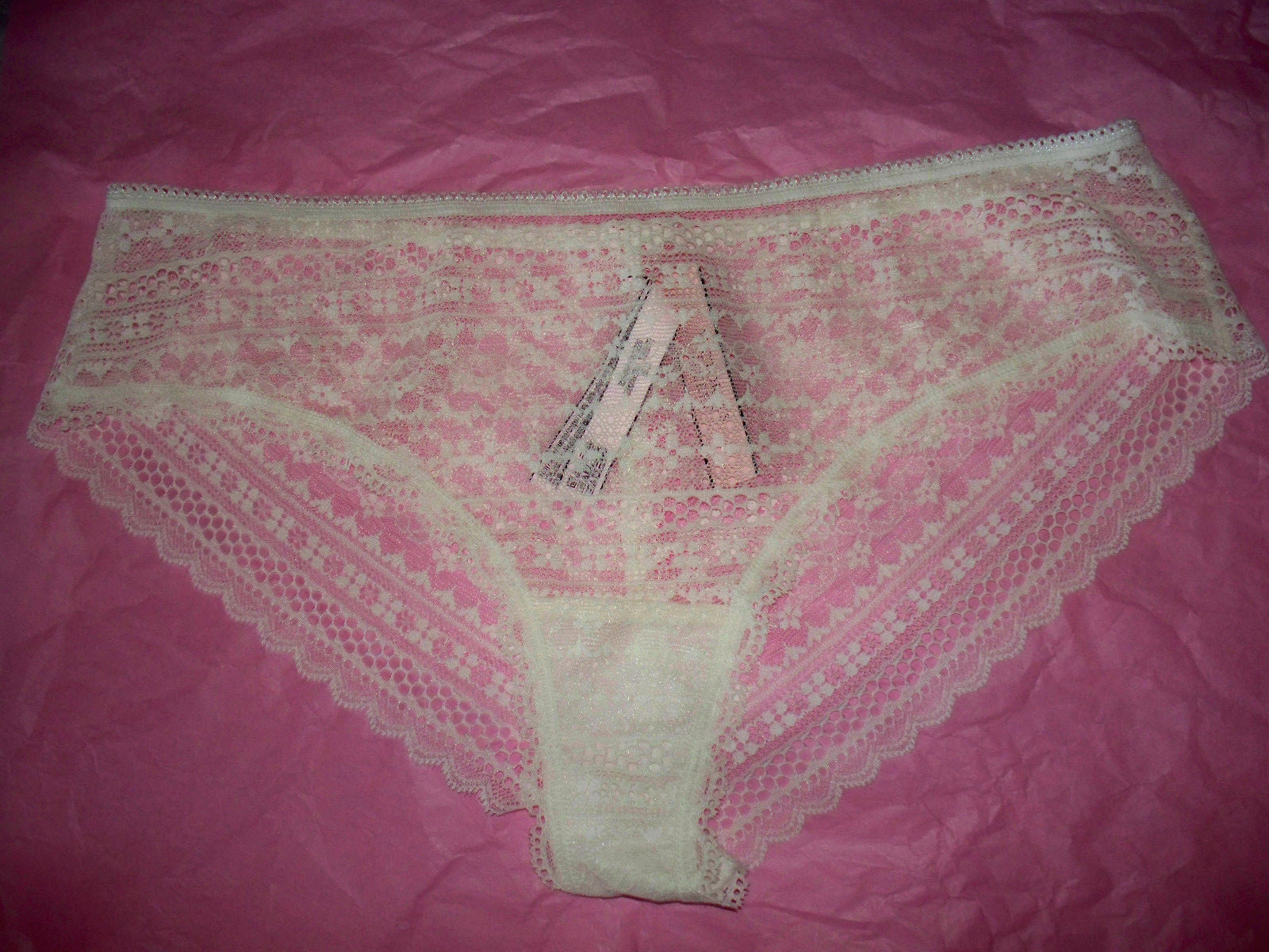 Large Coconut White THE LACIE All Lace Cheeky Lowrise Victorias Secret Pantie