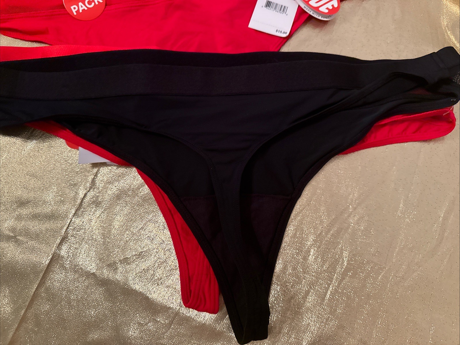 NWT 4 Pair Parade-Women Owned- Thongs Nylon Mesh Stretch Red Black Size XL