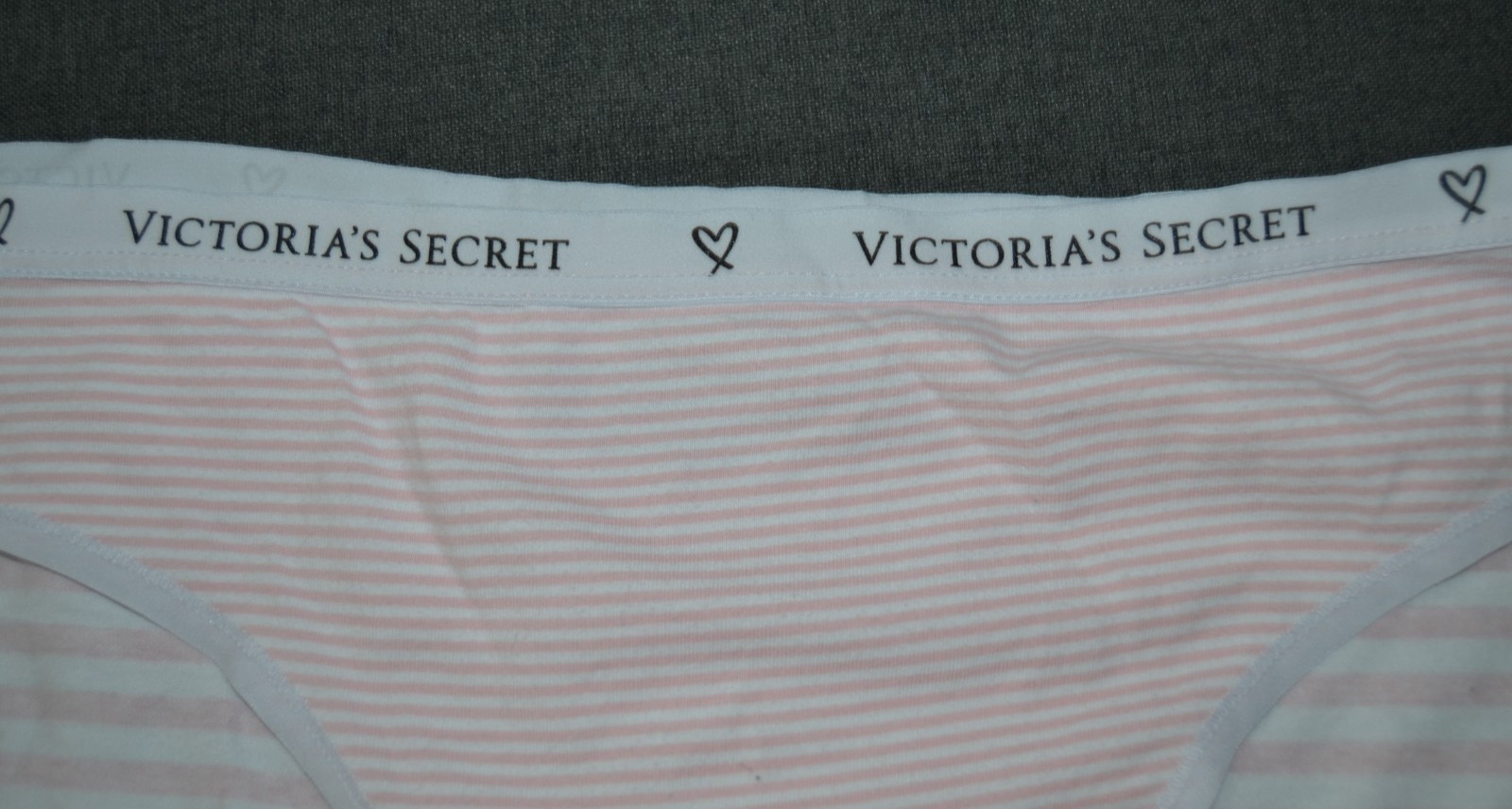 Vtg Victoria’s Secret STRIPED PASTEL PINK Cotton Size M Signature HIGH-LEG BRIEF