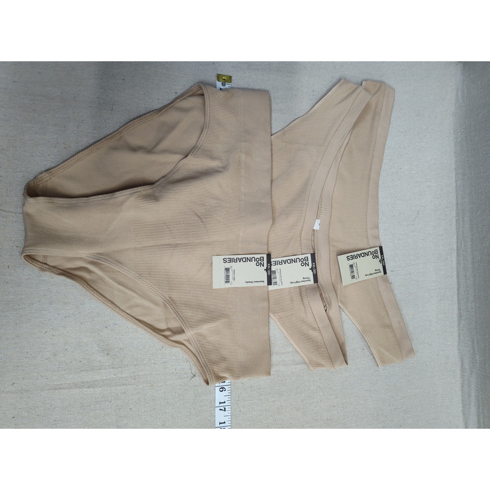 No Boundaries Seamless High Leg Ribbed Panties XXL 20 Almond Tan 3 Pack Bundle