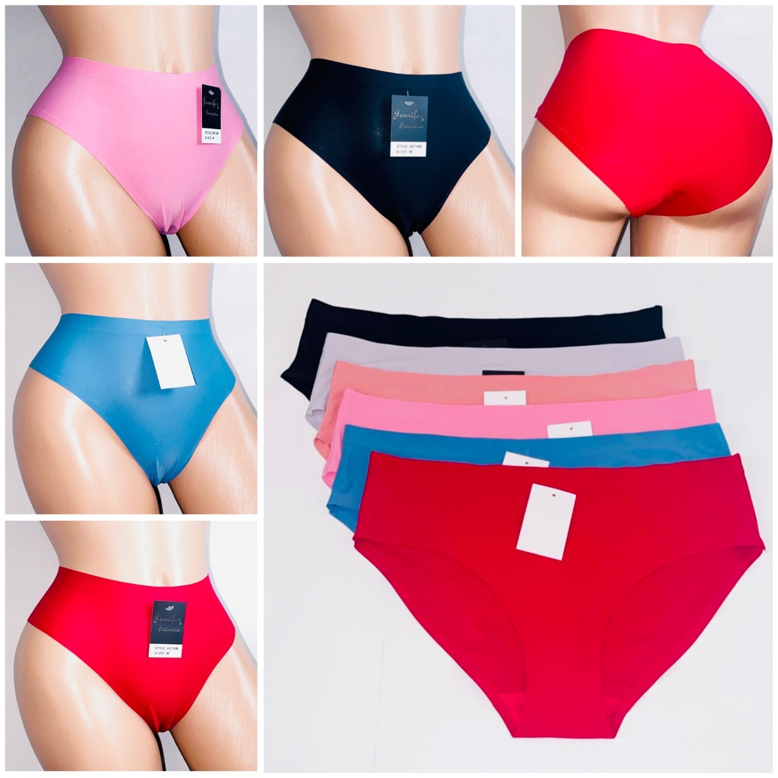 3/6 pack Briefs Women No Show Laser Cut Bikini Panties Underwear icy Cool 68600