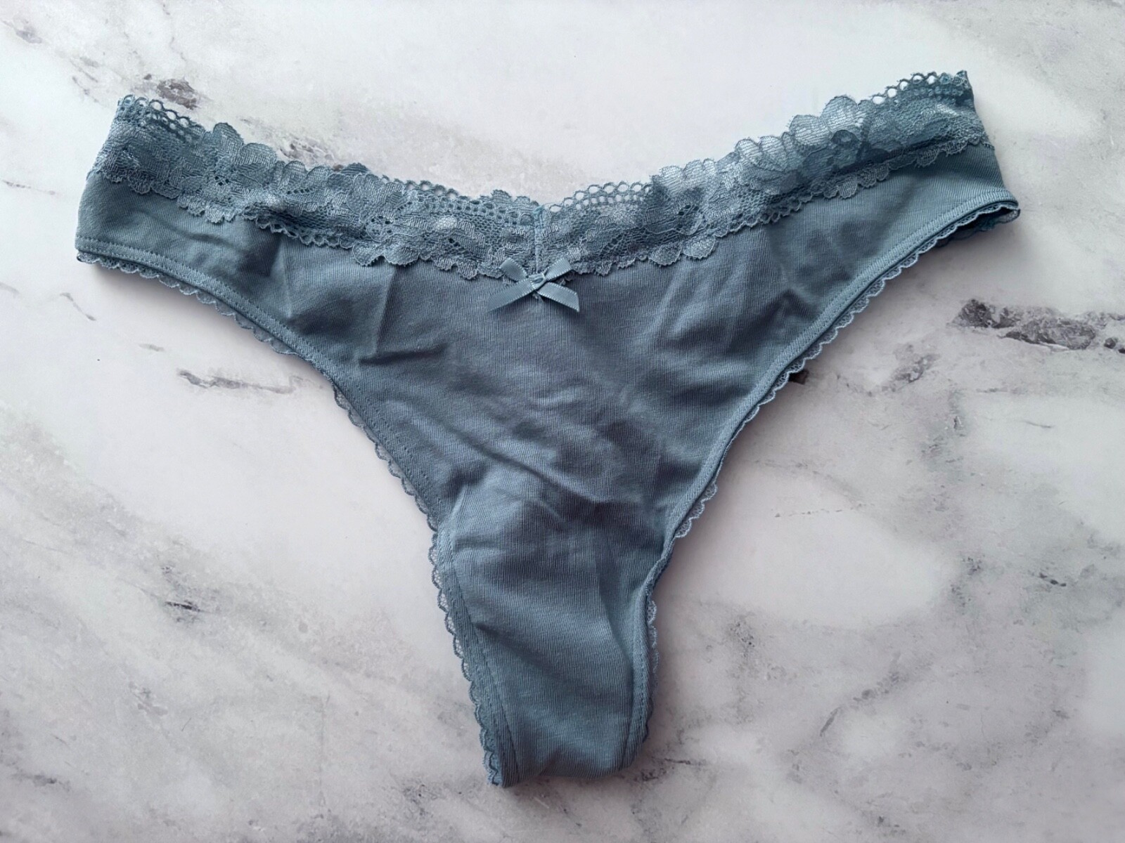 Victoria’s Secret Thong Panty Jupiter Blue Cotton Blend High Leg S M XL