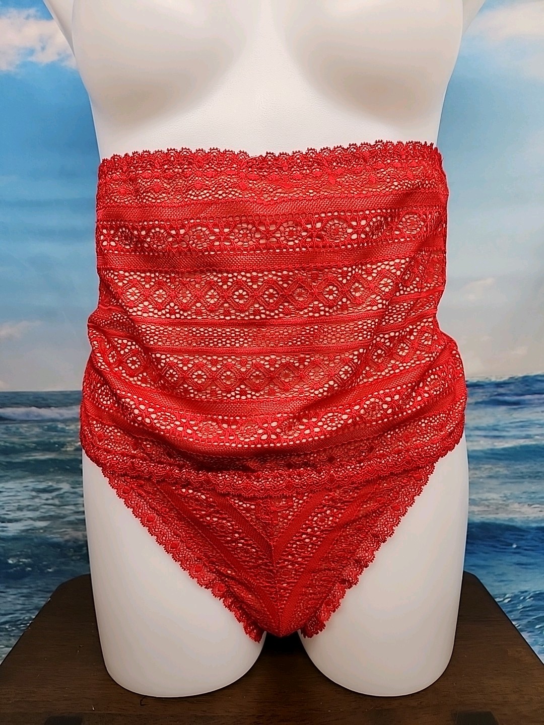 Nwt Popilush Shapewear Panties High-waisted Underwear Lace Thong Red- 3XL