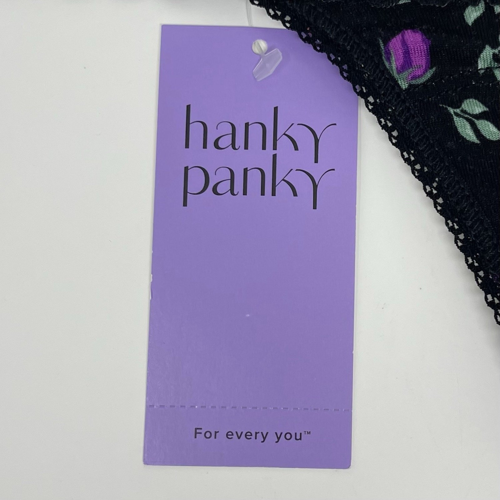 Hanky Panky Thong Panty One Size Black Floral Print DreamEase Low Rise NEW
