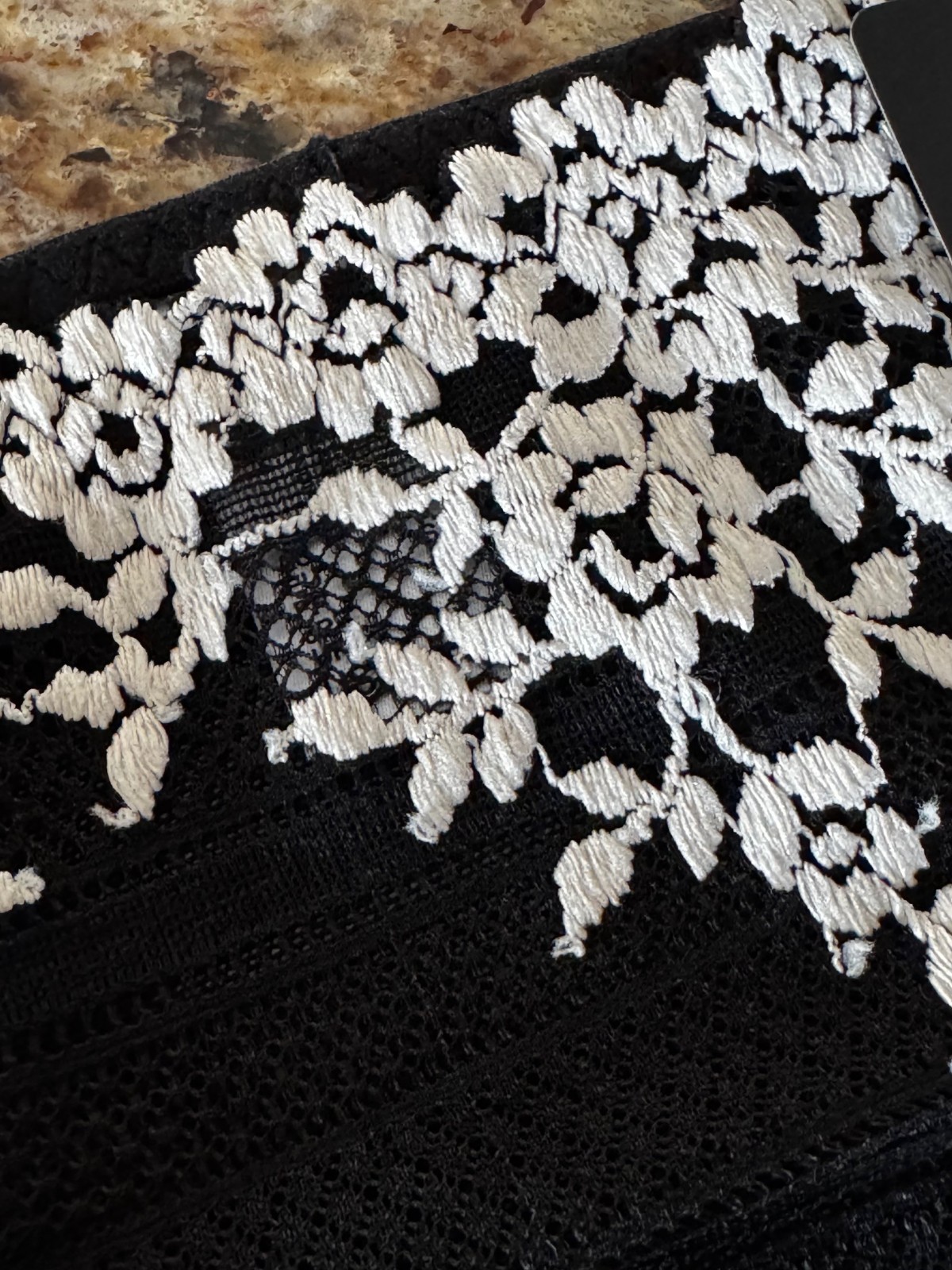 WACOAL 64391 BLACK / WHITE EMBRACE LACE SEMI SHEER BIKINI PANTIES ~ SIZE LARGE