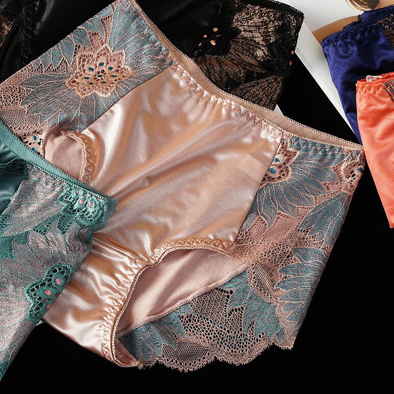 1-5 Pcs Womens Ladies Mid Waist Satin Panties Briefs Silky Lingeries Sexy Undies