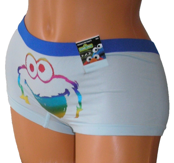 Panties Lingerie Sesame Street Cookie Monster Boyshorts, Medium / 6 Adult Gift