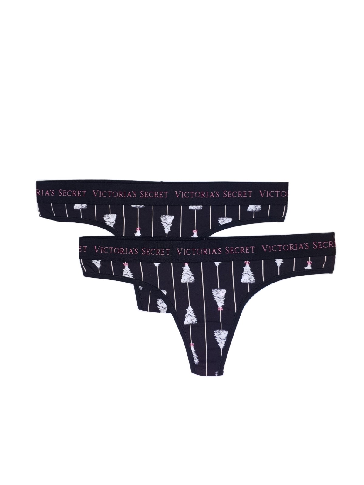 Victoria’s Secret Logo Waist Christmas Tree Thong Double Pack – S/M/L/XL *BNWT*
