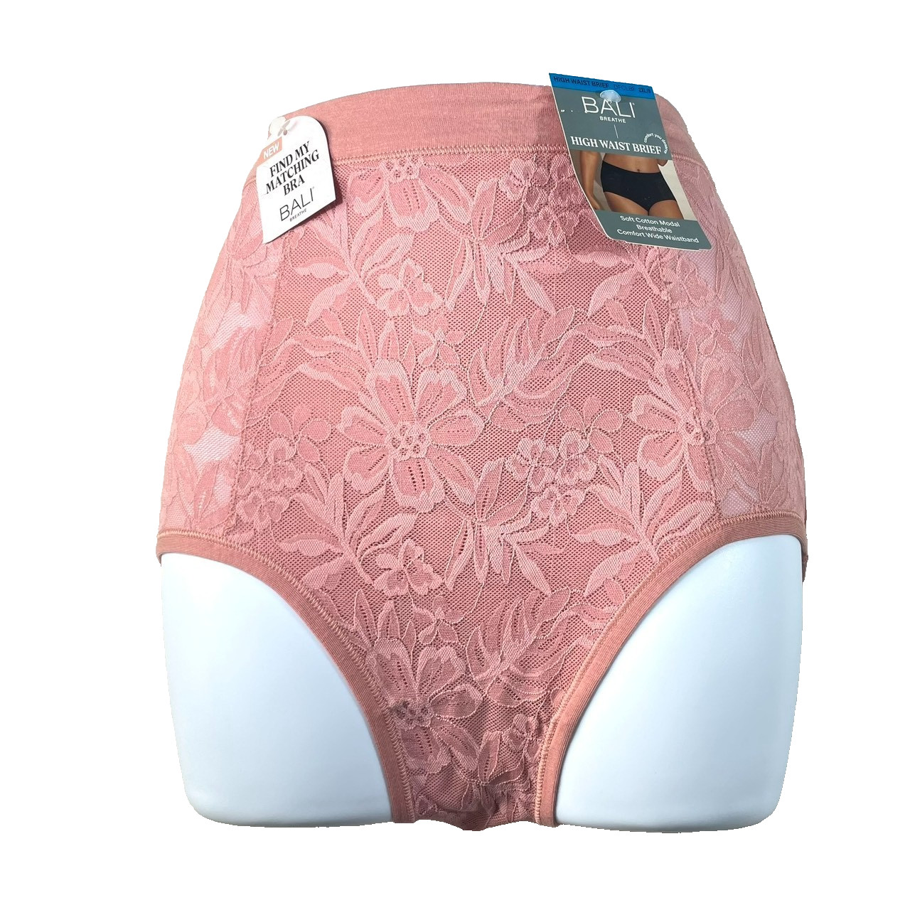 NWT 2-Pack Bali Women 2XL Breathe Lace High-Rise Brief Underwear DFCLBF Rose