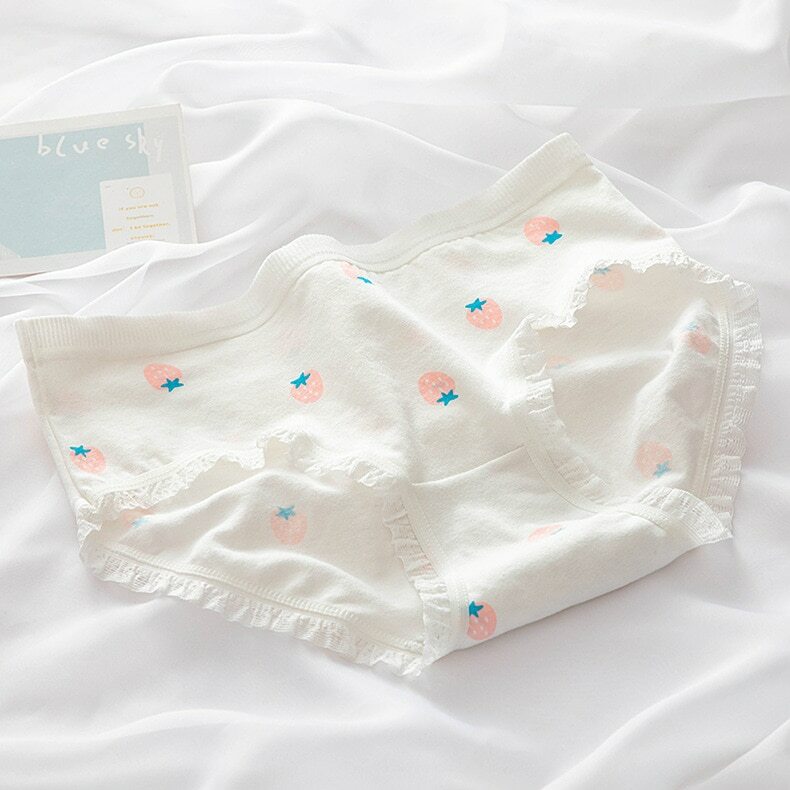 Kawaii Cute Style Cotton Panties Underpants Blue White Jpop Kpop Fashion Pantsu