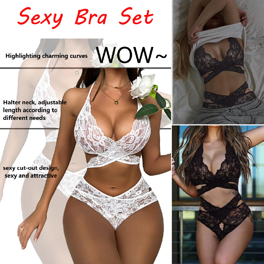 Women Sexy Lace Bra and Panty Set Bralette Lingerie 2 Piece Babydoll Bodysuit US