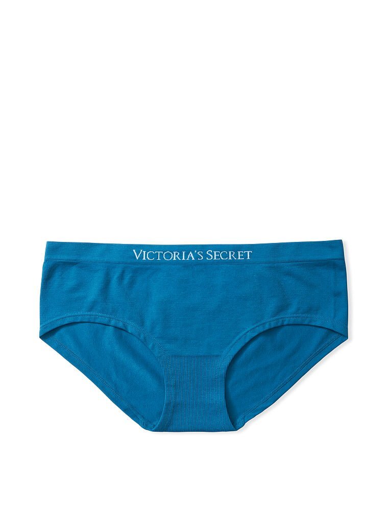 XL Bright Blue Turquoise Seamless LOGO Victorias Secret Hipster Hiphugger Panty