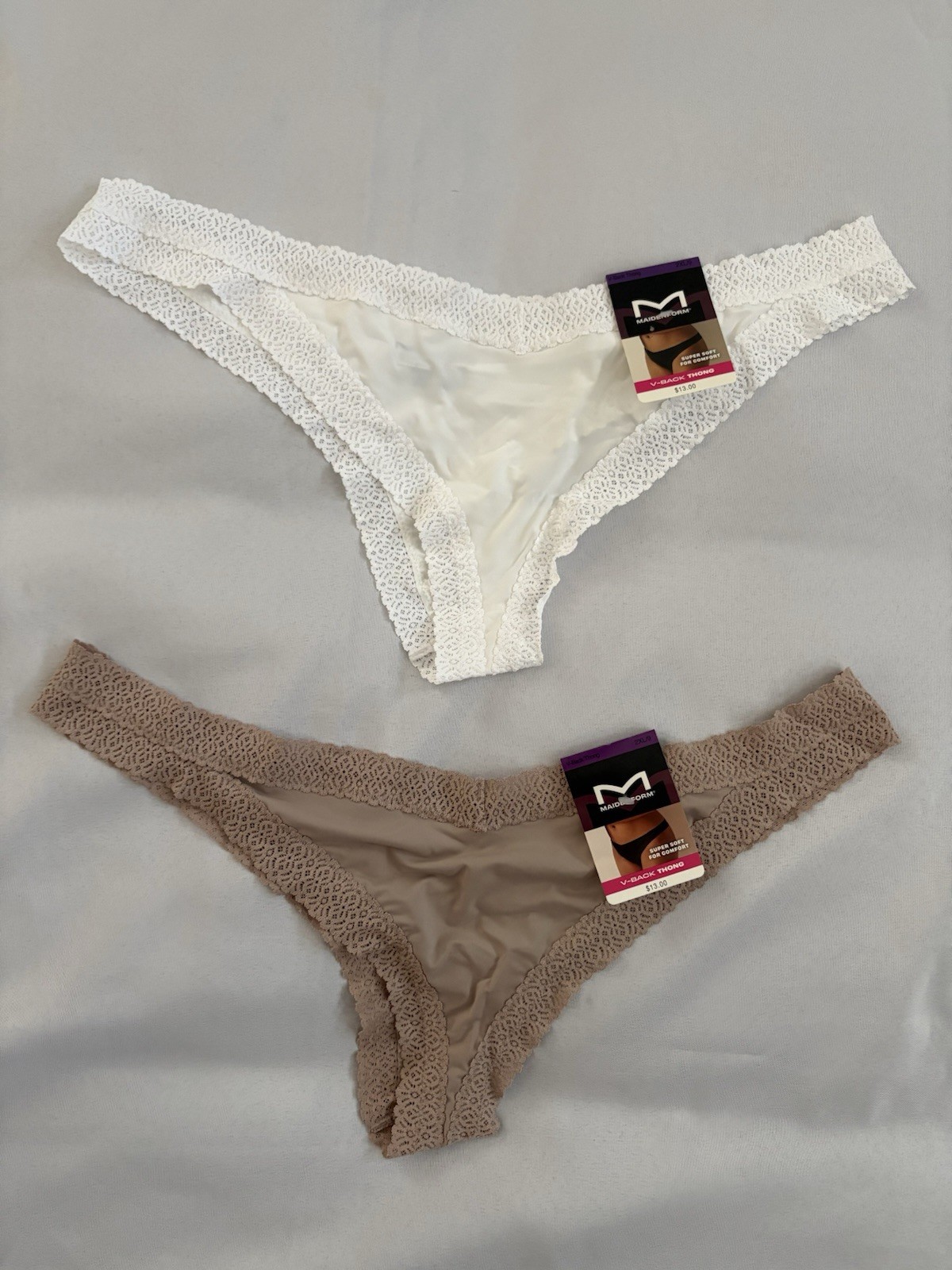 NEW Maidenform DMMVBT V Back Thong 2 Pair Size 2XLarge Women’s Thong Multicolor
