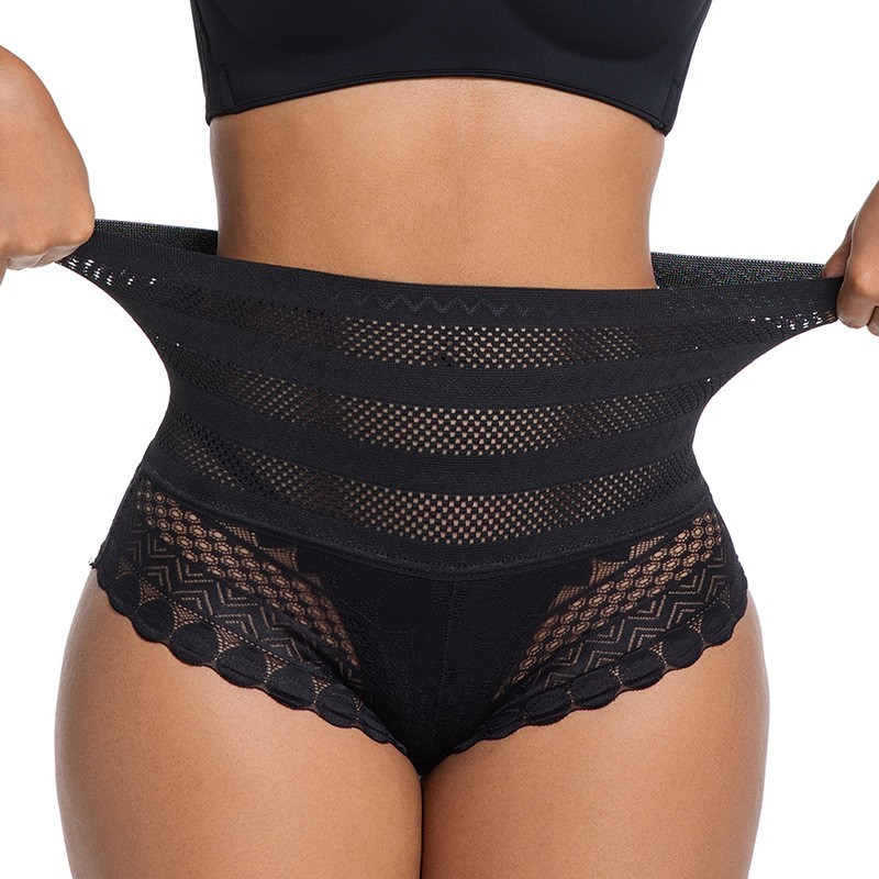3X Mesh Lace High Waist Tummy Control Panties Breathable Butt Lifting Underwear