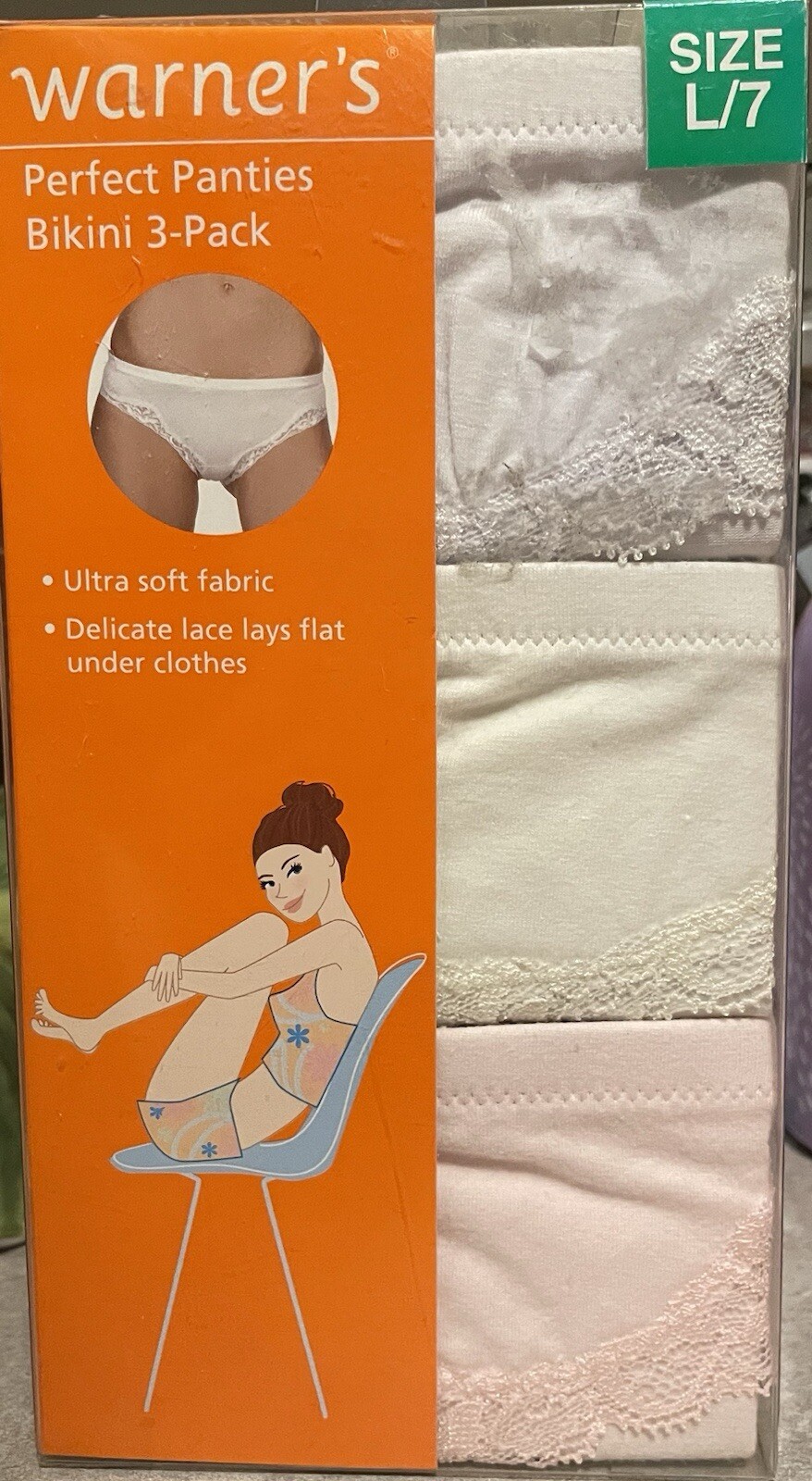 Vintage Warner’s Perfect Panties Bikini 3 Pack Ultra Soft Delicate Lace Size L-7