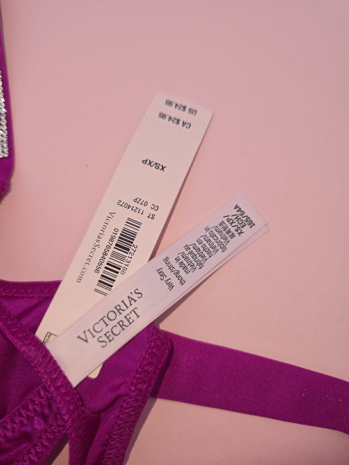 Victoria’s Secret Very Sexy Logo Satin Shine Strap Thong Panty Berry XS S M L XL