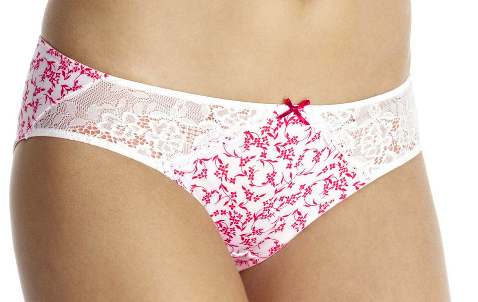 Gorgeously Soft Pink Floral n Lace Brief Knickers Low Rise Panties 14 W 31″