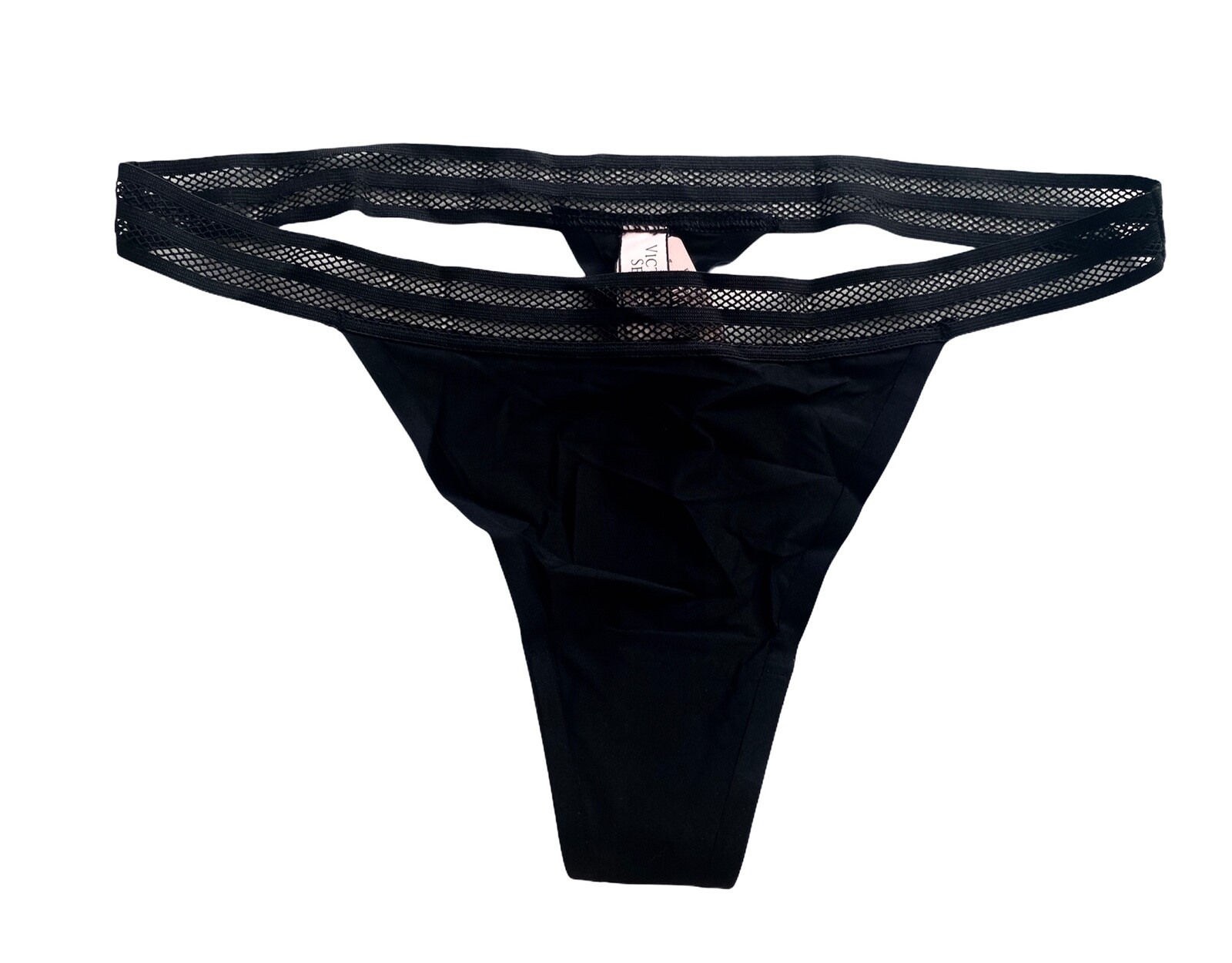 Victoria’s Secret Thong Panty Black Soft Sexy Fishnet Band Angelight S M L XL