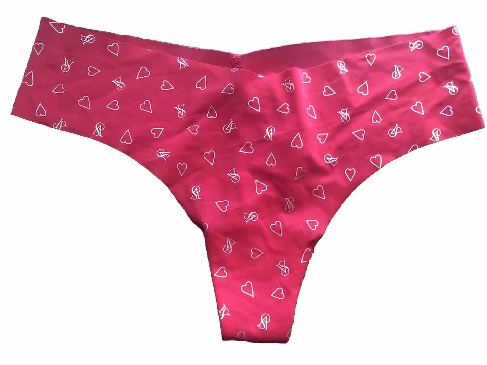 Victoria’s Secret Panties Large Red Hearts Thong String No Show Panty Line