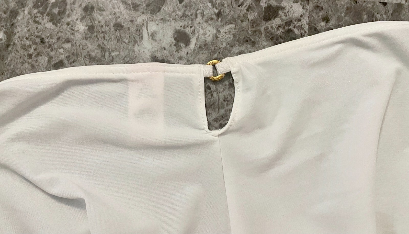 VICTORIA’S SECRET L WHITE KEYHOLE GOLD RING NO SHOW RAW EDGE HIPHUGGER PANTIES