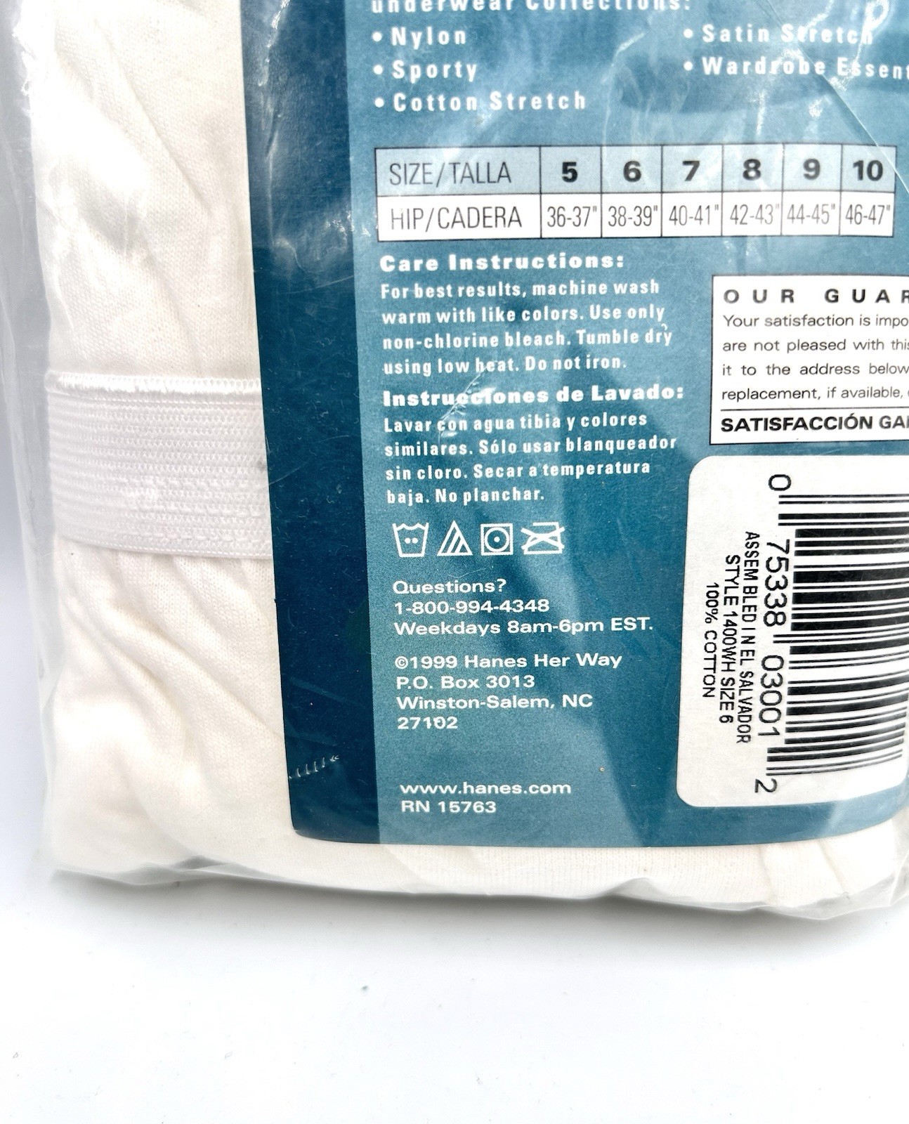 New Vintage 1999 Hanes Her Way Cotton Brief White Underwear Size 6 Lot Of 2