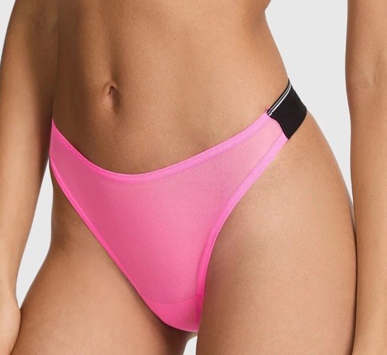 NWT VICTORIA’S SECRET PINK 🌹RADIANT ROSE🌹 LOGO SIDE STRAP THONG X-SMALL