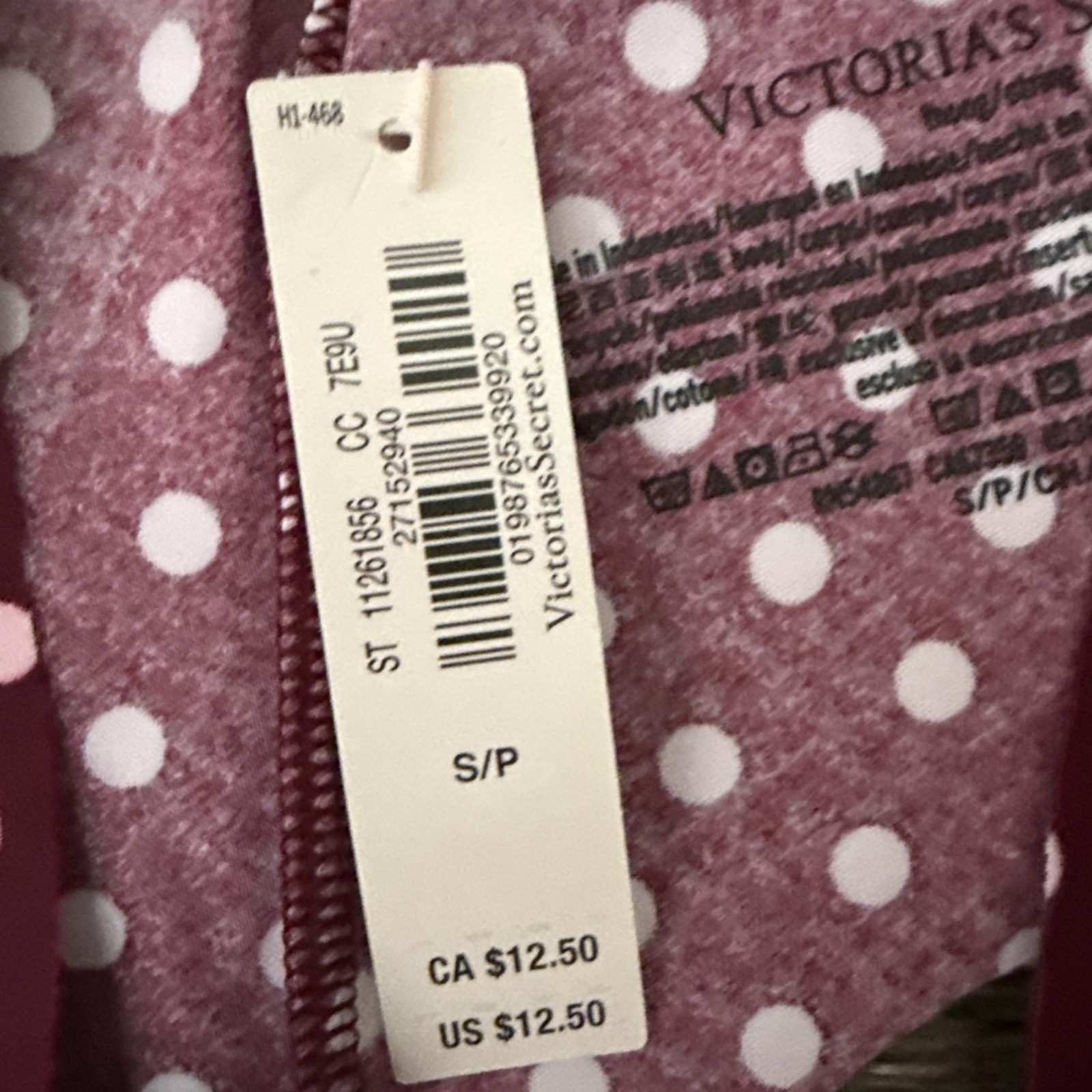 Victoria’s Secret Small, Maroon Polkadot No-Show Thong Panties