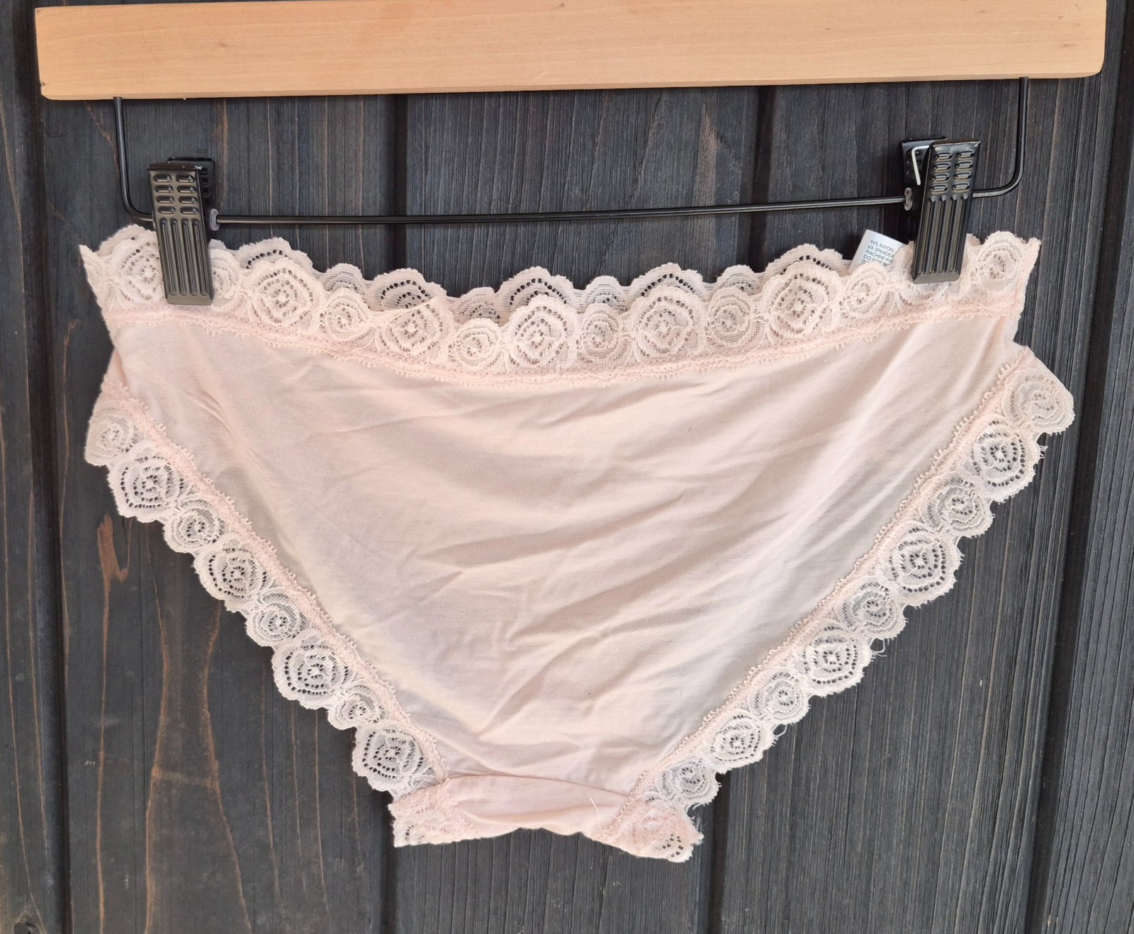 LAURA ASHLEY Bikini Hipster Panty Size M medium blush peach rose flower boho
