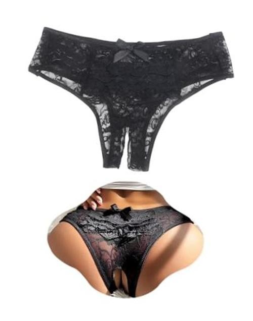 Women Lace Underwear Sexy Briefs Panties Plus Size Cheeky 4X-Large Black