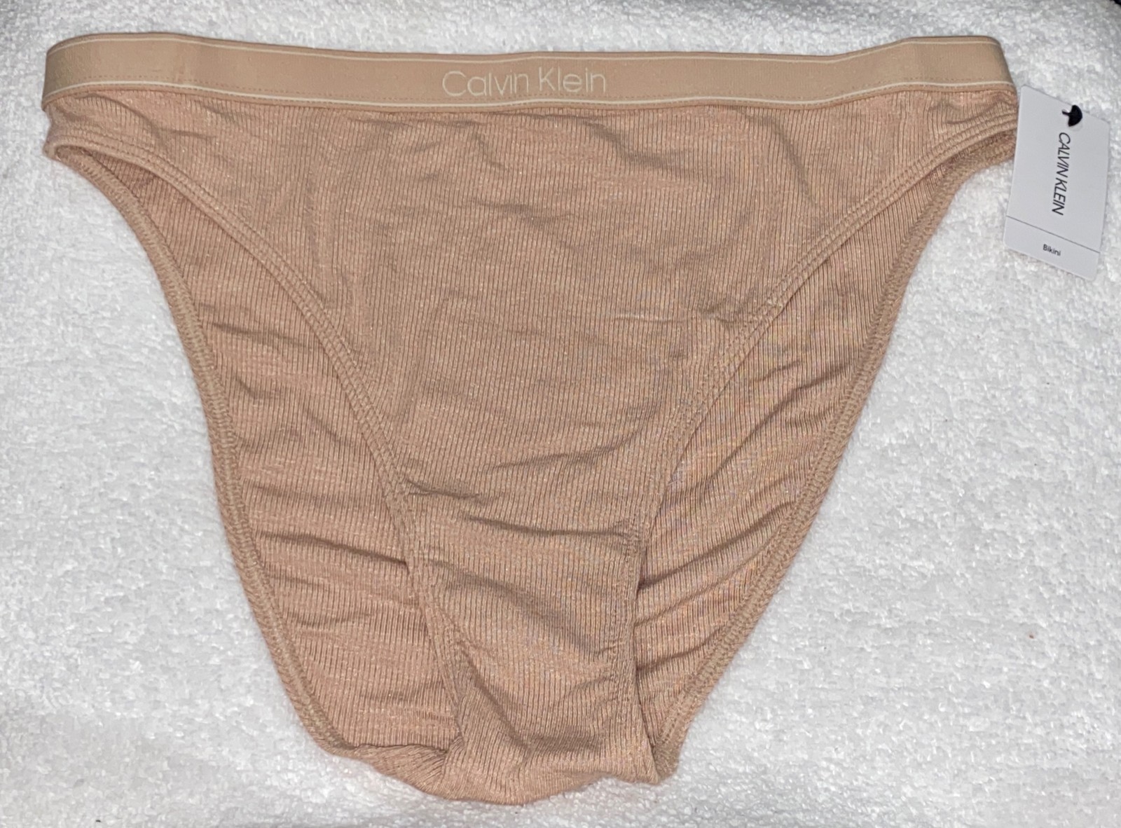CALVIN KLEIN Pure Ribbed Modal Cedar Nude Cheeky Bikini Panty Womens XS S L XL