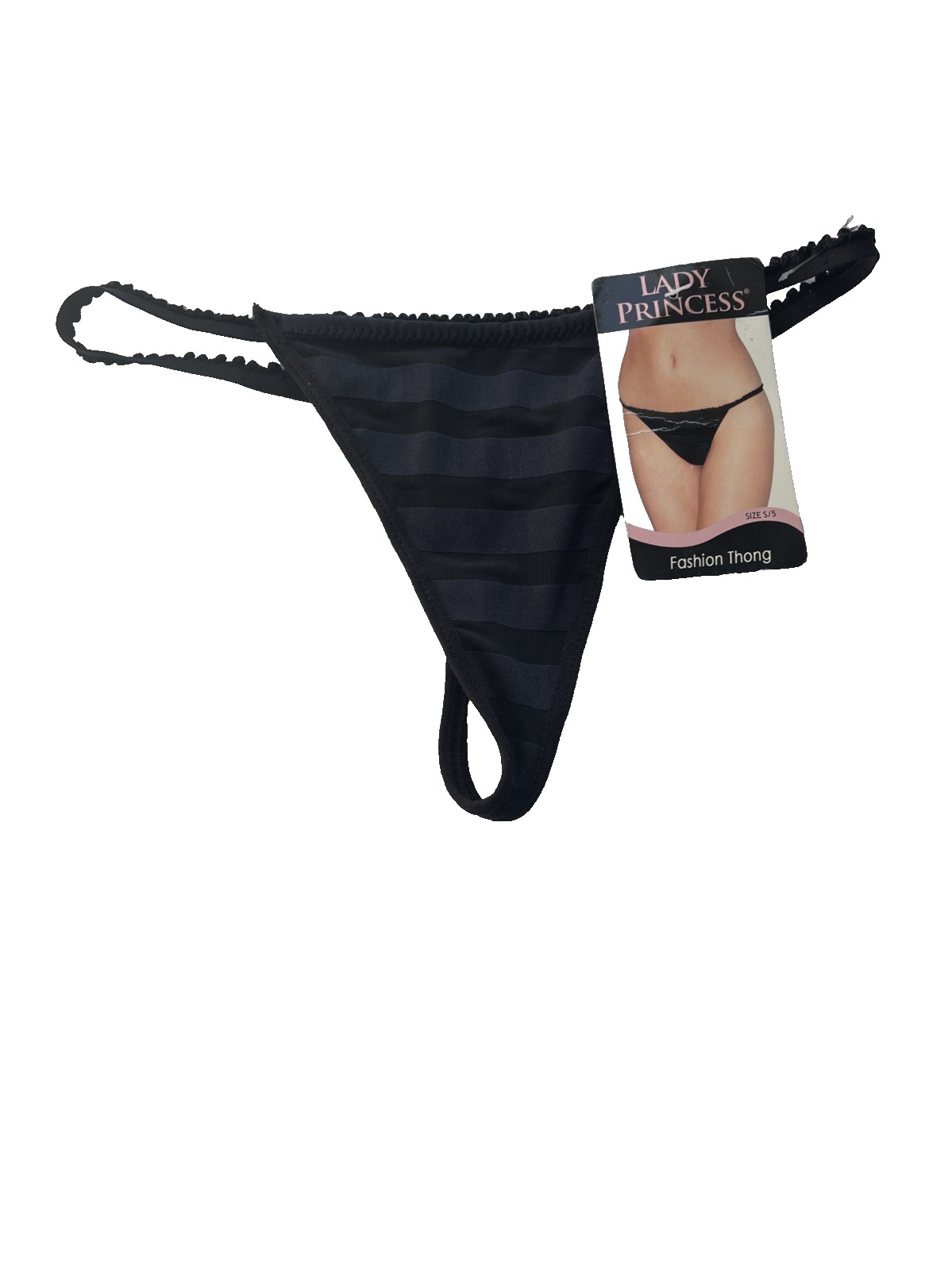 NWT Lady Princess G String Thong Panty Black Womens Small Sissy Lingerie Goth